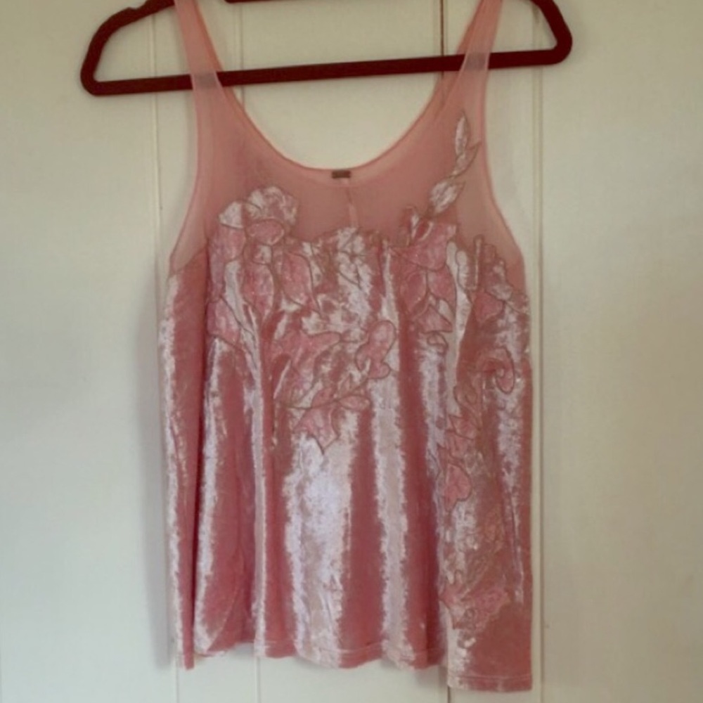 Free people golden pink crushed velvet top